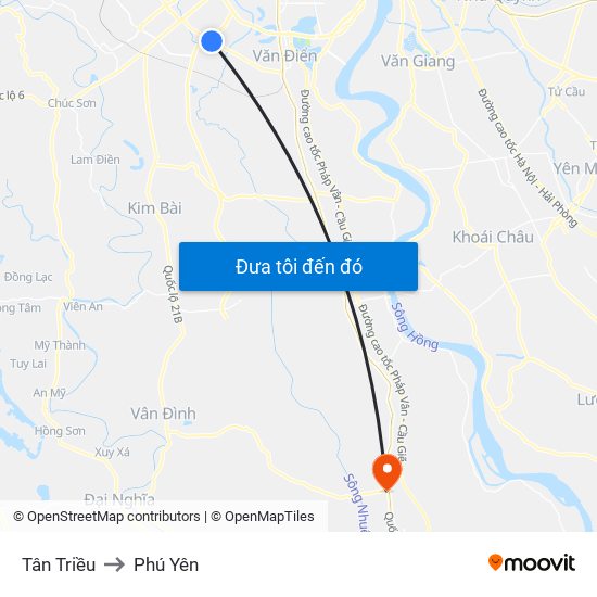 Tân Triều to Phú Yên map