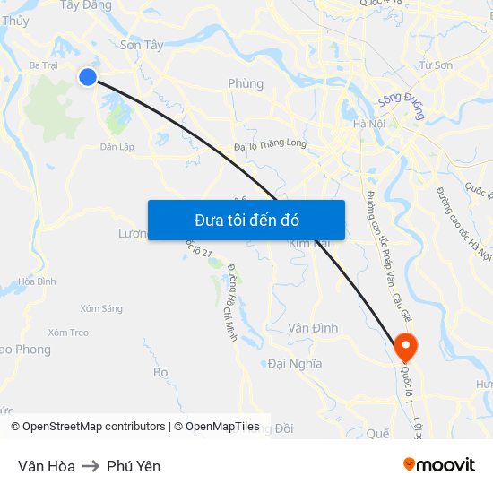 Vân Hòa to Phú Yên map