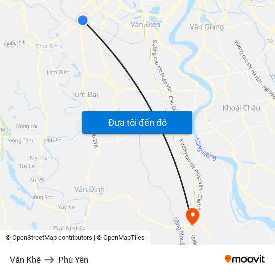Văn Khê to Phú Yên map