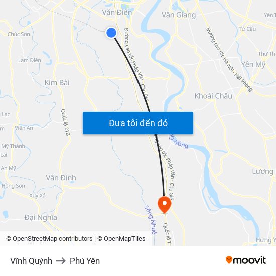 Vĩnh Quỳnh to Phú Yên map