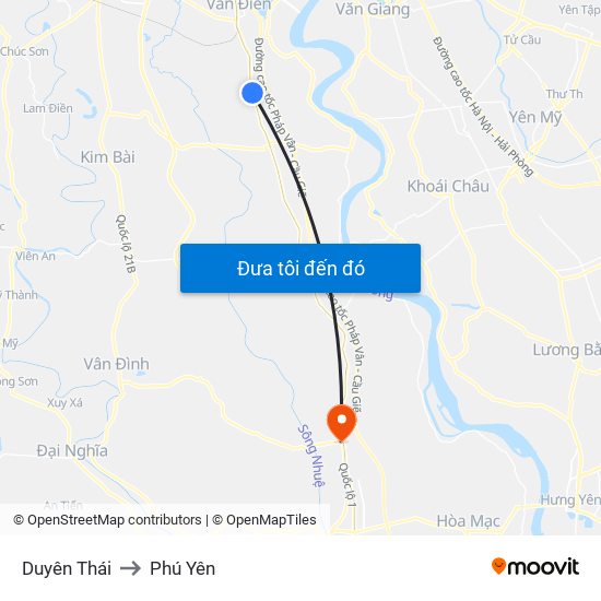 Duyên Thái to Phú Yên map