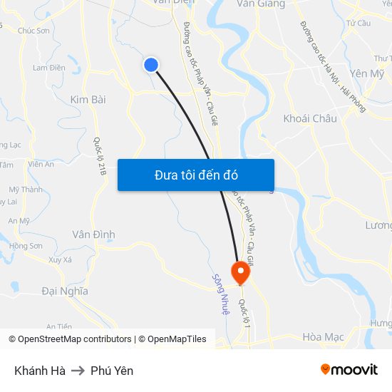 Khánh Hà to Phú Yên map