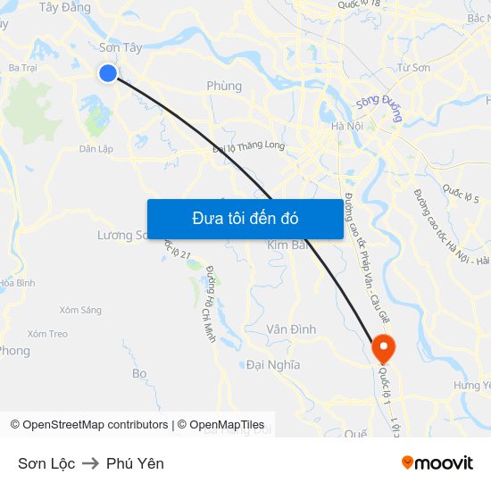 Sơn Lộc to Phú Yên map