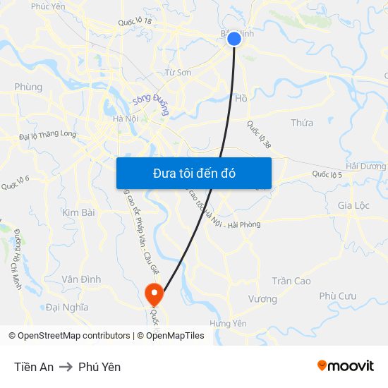 Tiền An to Phú Yên map