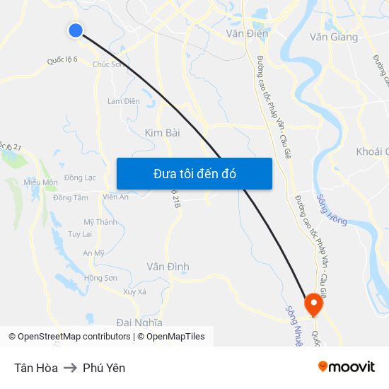 Tân Hòa to Phú Yên map