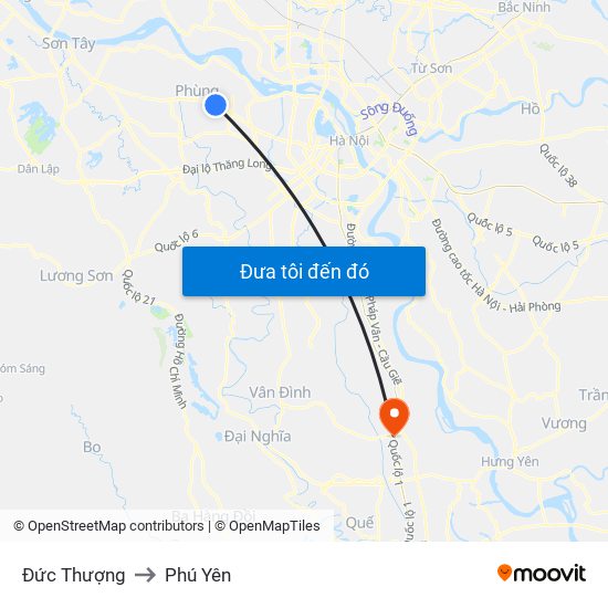 Đức Thượng to Phú Yên map