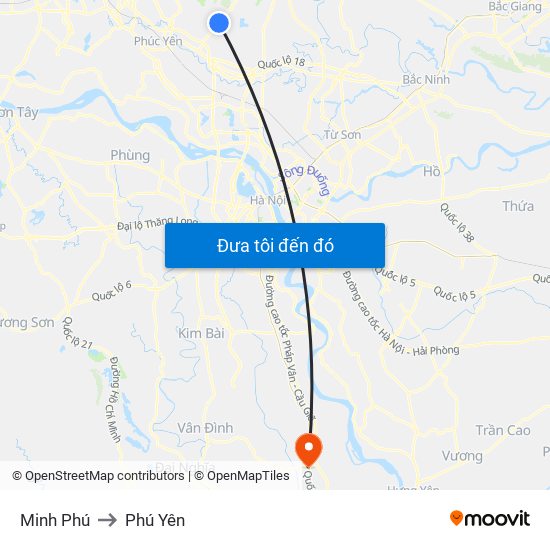 Minh Phú to Phú Yên map