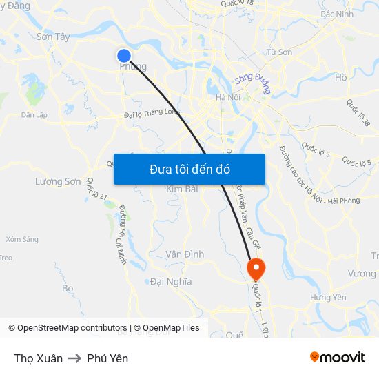 Thọ Xuân to Phú Yên map