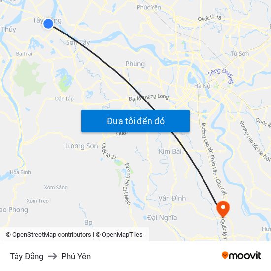 Tây Đằng to Phú Yên map