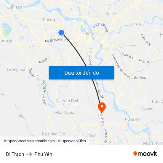 Di Trạch to Phú Yên map