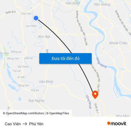 Cao Viên to Phú Yên map