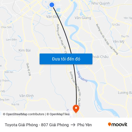 Toyota Giải Phóng - 807 Giải Phóng to Phú Yên map