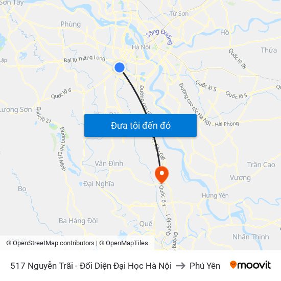 517 Nguyễn Trãi - Đối Diện Đại Học Hà Nội to Phú Yên map