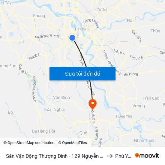 Sân Vận Động Thượng Đình - 129 Nguyễn Trãi to Phú Yên map