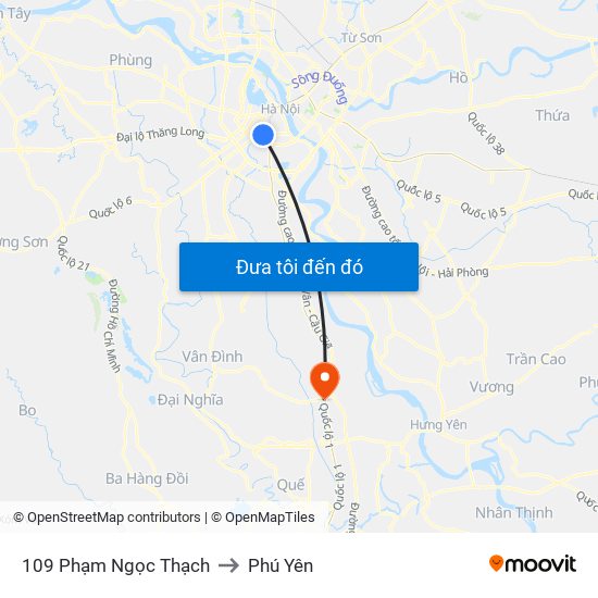 109 Phạm Ngọc Thạch to Phú Yên map