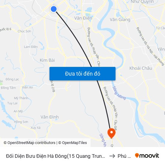 Đối Diện Bưu Điện Hà Đông(15 Quang Trung Hà Đông) to Phú Yên map