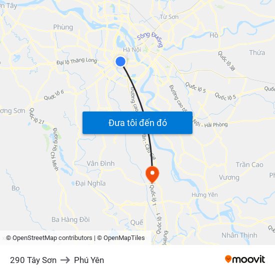 290 Tây Sơn to Phú Yên map