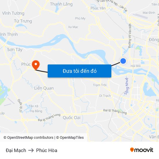 Đại Mạch to Phúc Hòa map