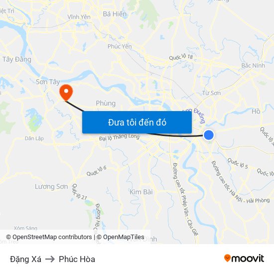 Đặng Xá to Phúc Hòa map