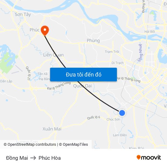 Đồng Mai to Phúc Hòa map