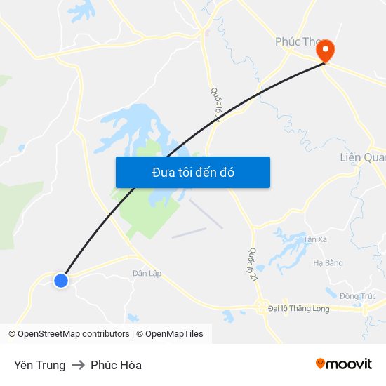 Yên Trung to Phúc Hòa map