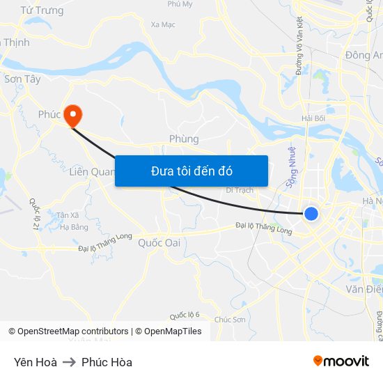 Yên Hoà to Phúc Hòa map