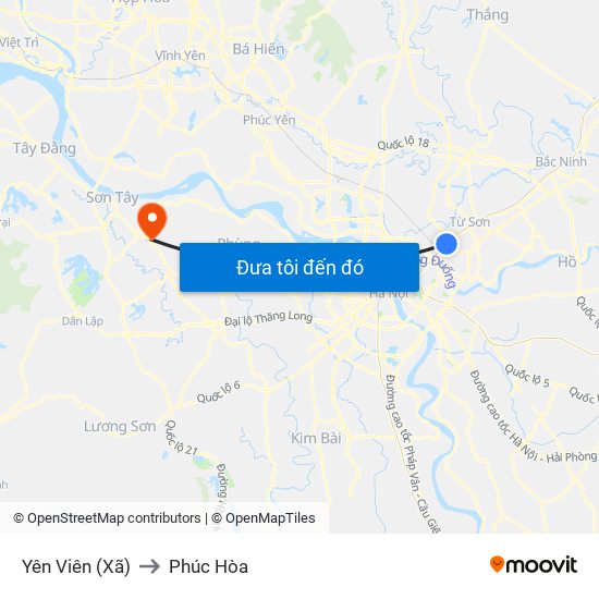 Yên Viên (Xã) to Phúc Hòa map
