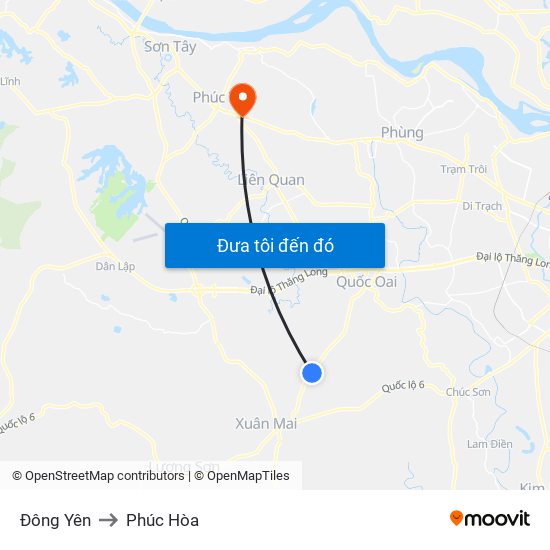 Đông Yên to Phúc Hòa map