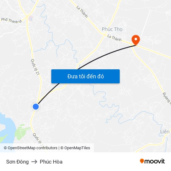 Sơn Đông to Phúc Hòa map