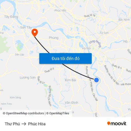 Thư Phú to Phúc Hòa map