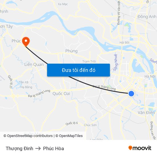 Thượng Đình to Phúc Hòa map