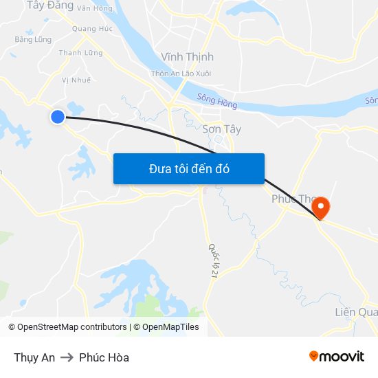 Thụy An to Phúc Hòa map