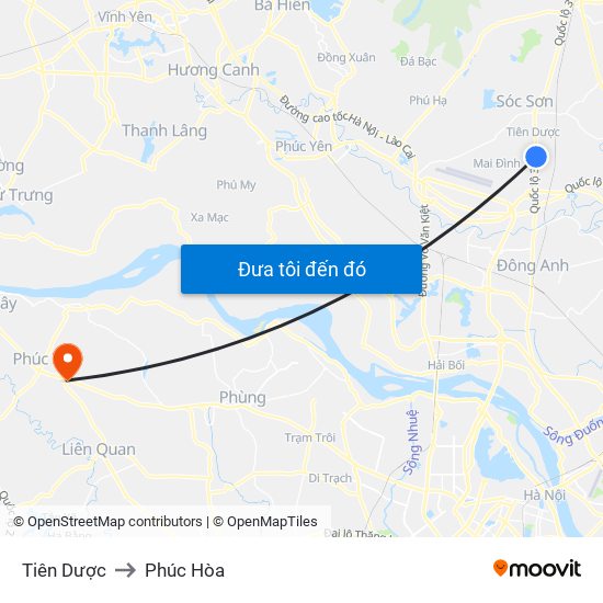 Tiên Dược to Phúc Hòa map