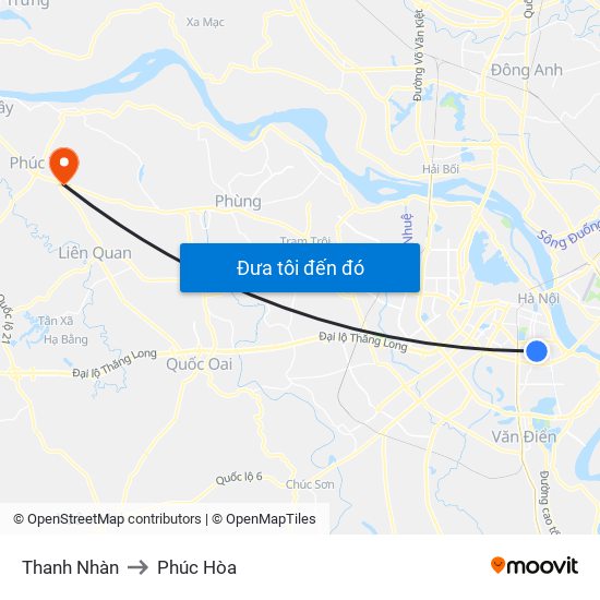 Thanh Nhàn to Phúc Hòa map