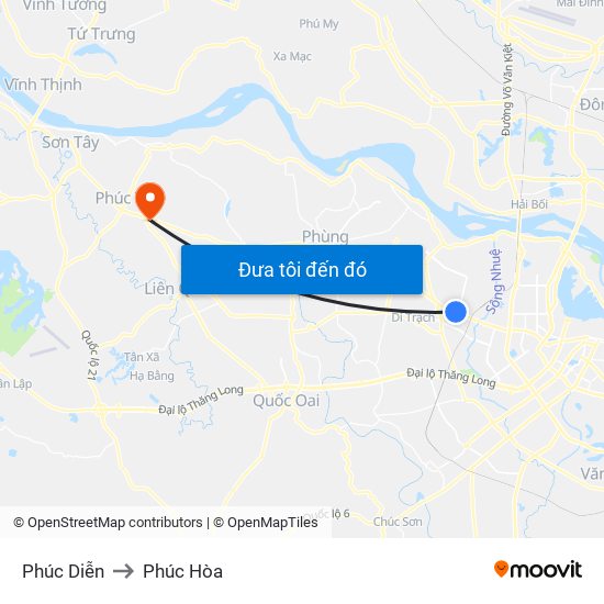 Phúc Diễn to Phúc Hòa map