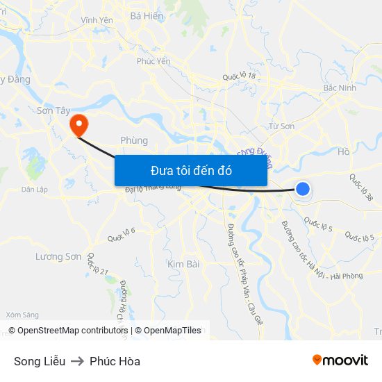 Song Liễu to Phúc Hòa map