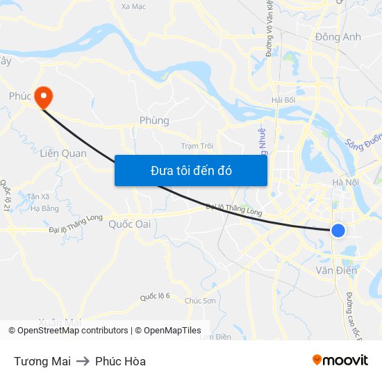 Tương Mai to Phúc Hòa map