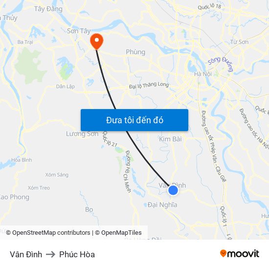 Vân Đình to Phúc Hòa map