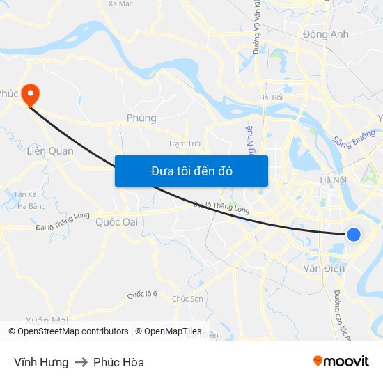 Vĩnh Hưng to Phúc Hòa map