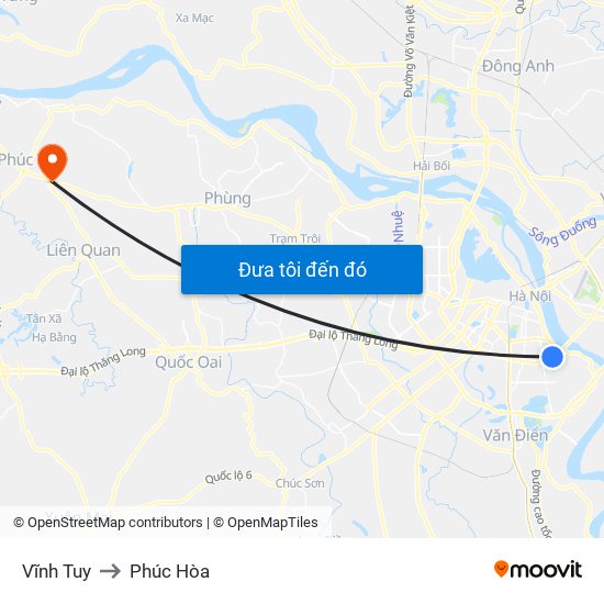 Vĩnh Tuy to Phúc Hòa map