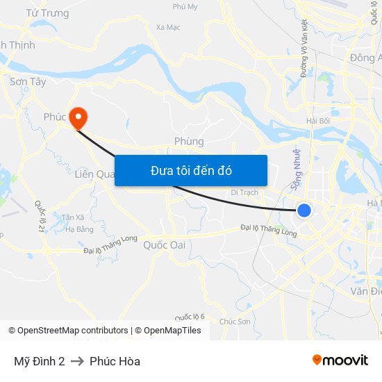 Mỹ Đình 2 to Phúc Hòa map