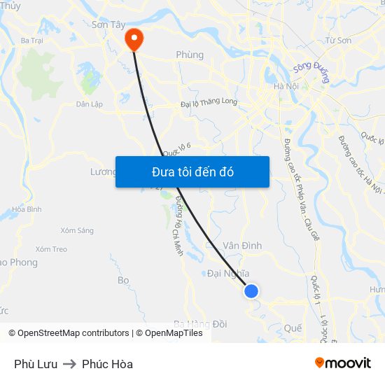 Phù Lưu to Phúc Hòa map