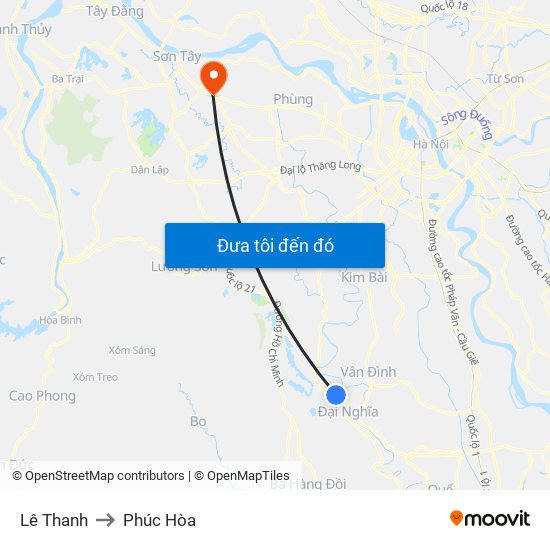 Lê Thanh to Phúc Hòa map