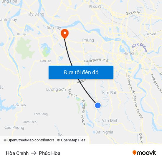 Hòa Chính to Phúc Hòa map