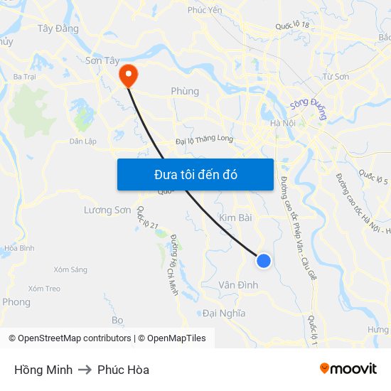 Hồng Minh to Phúc Hòa map