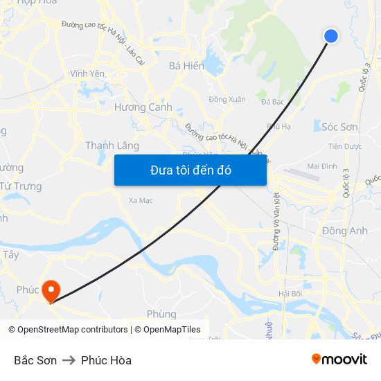 Bắc Sơn to Phúc Hòa map