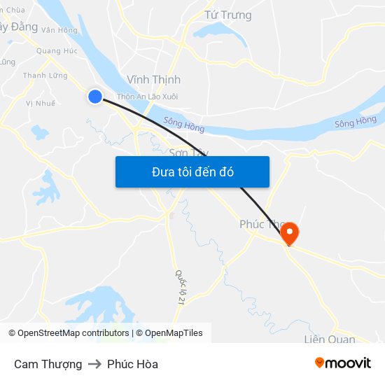 Cam Thượng to Phúc Hòa map