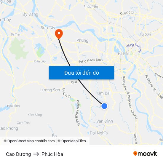 Cao Dương to Phúc Hòa map