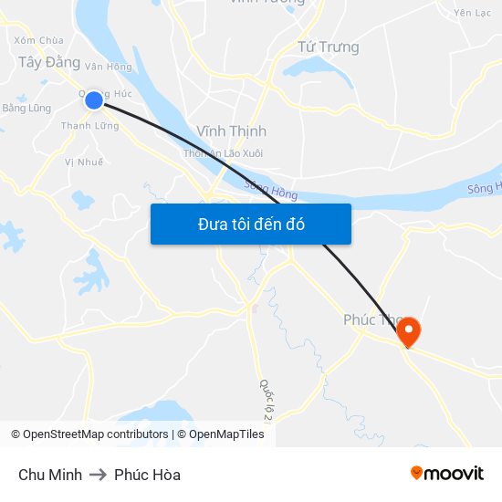 Chu Minh to Phúc Hòa map