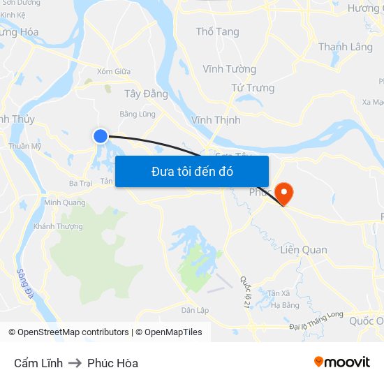 Cẩm Lĩnh to Phúc Hòa map